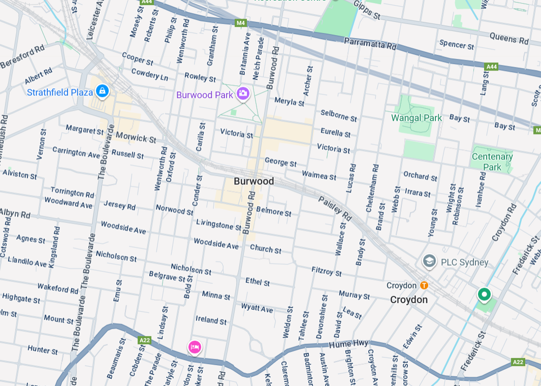 Google map of Burwood NSW