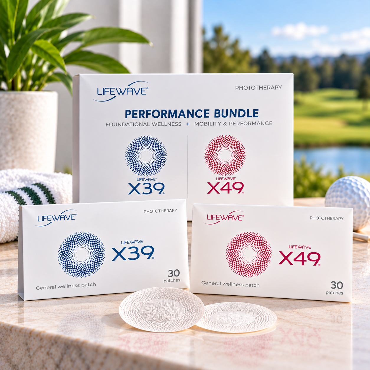 Official LifeWave X39 and X49 Performance Bundle sleeves and phototherapy patches