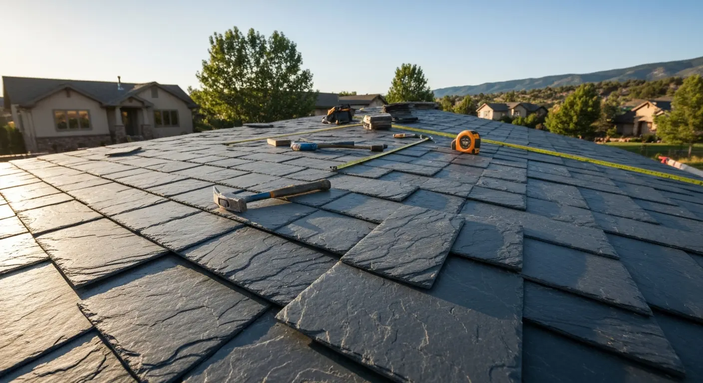 Slate roof installation project