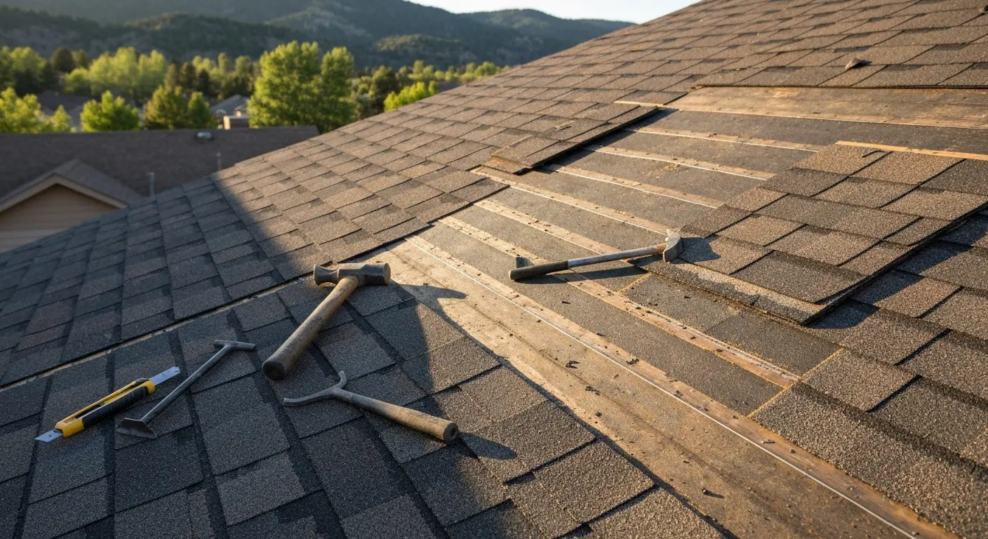 Shingle roof repair work