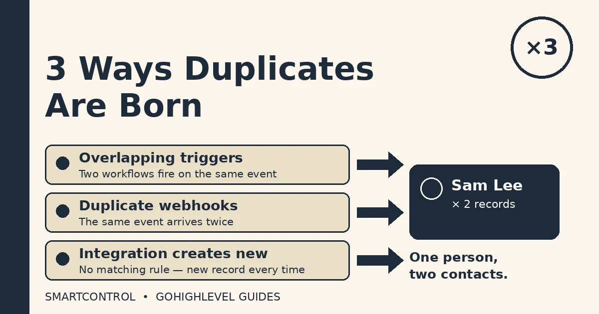 Three ways GoHighLevel duplicate contacts are born