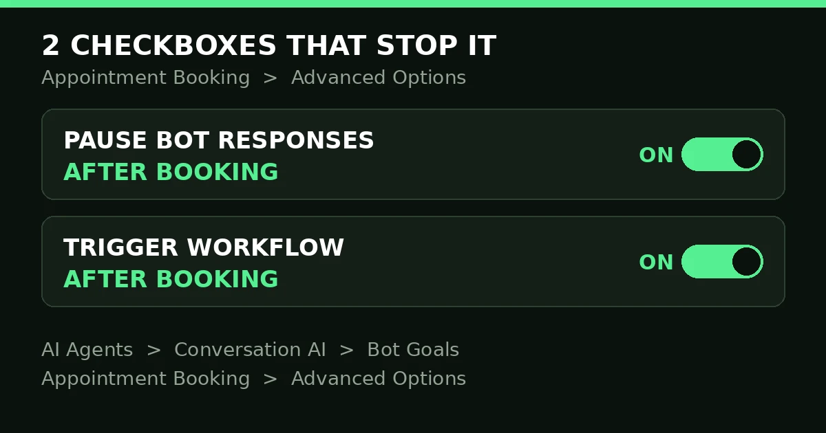 GoHighLevel Conversation AI — pause bot responses and trigger workflow checkboxes