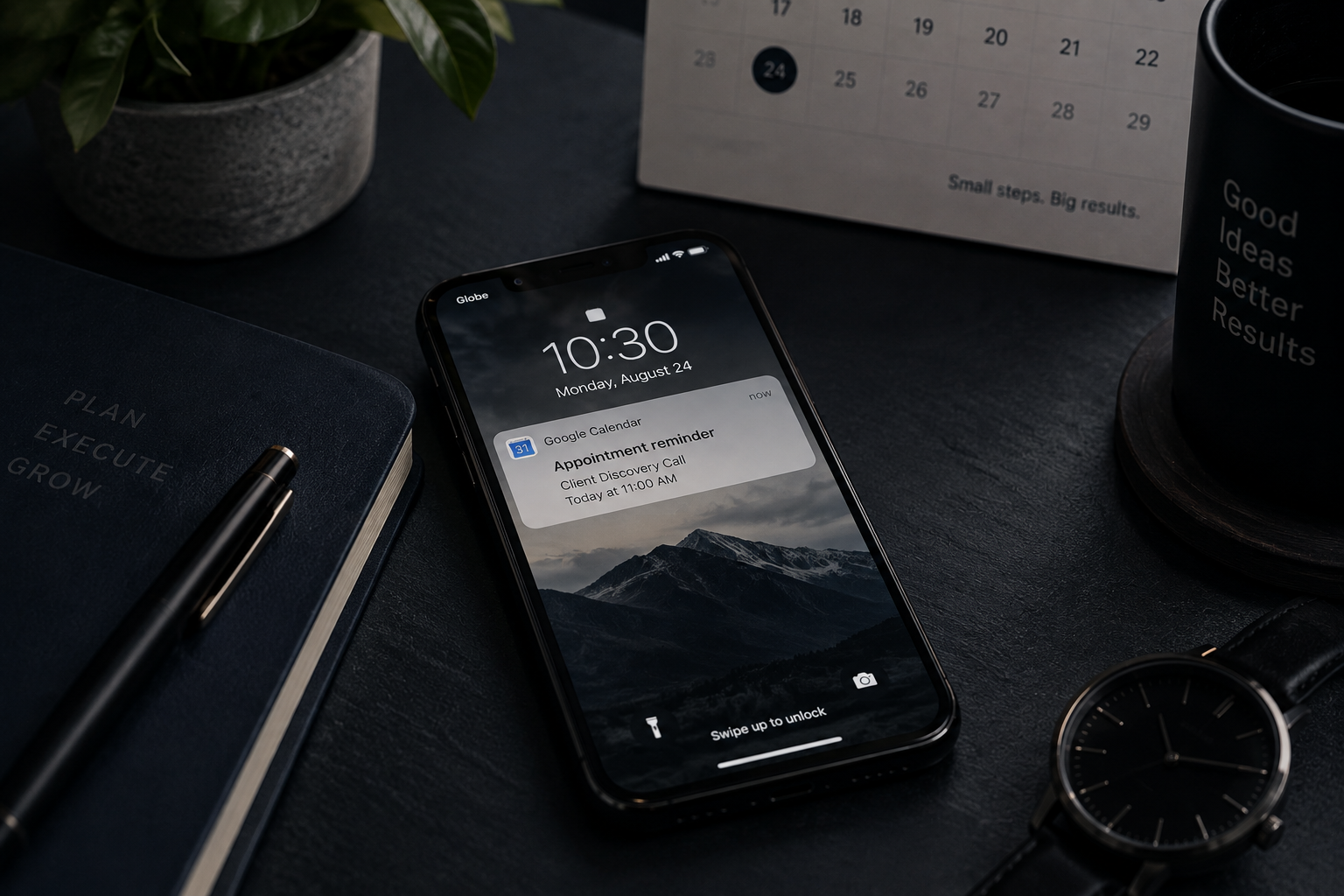 Appointment reminder displayed on a smartphone