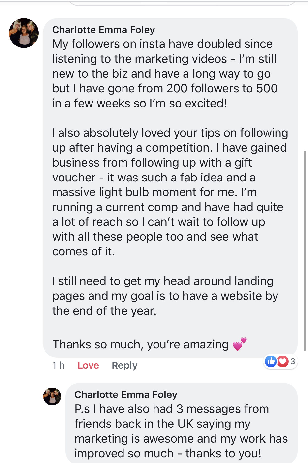 Client testimonial