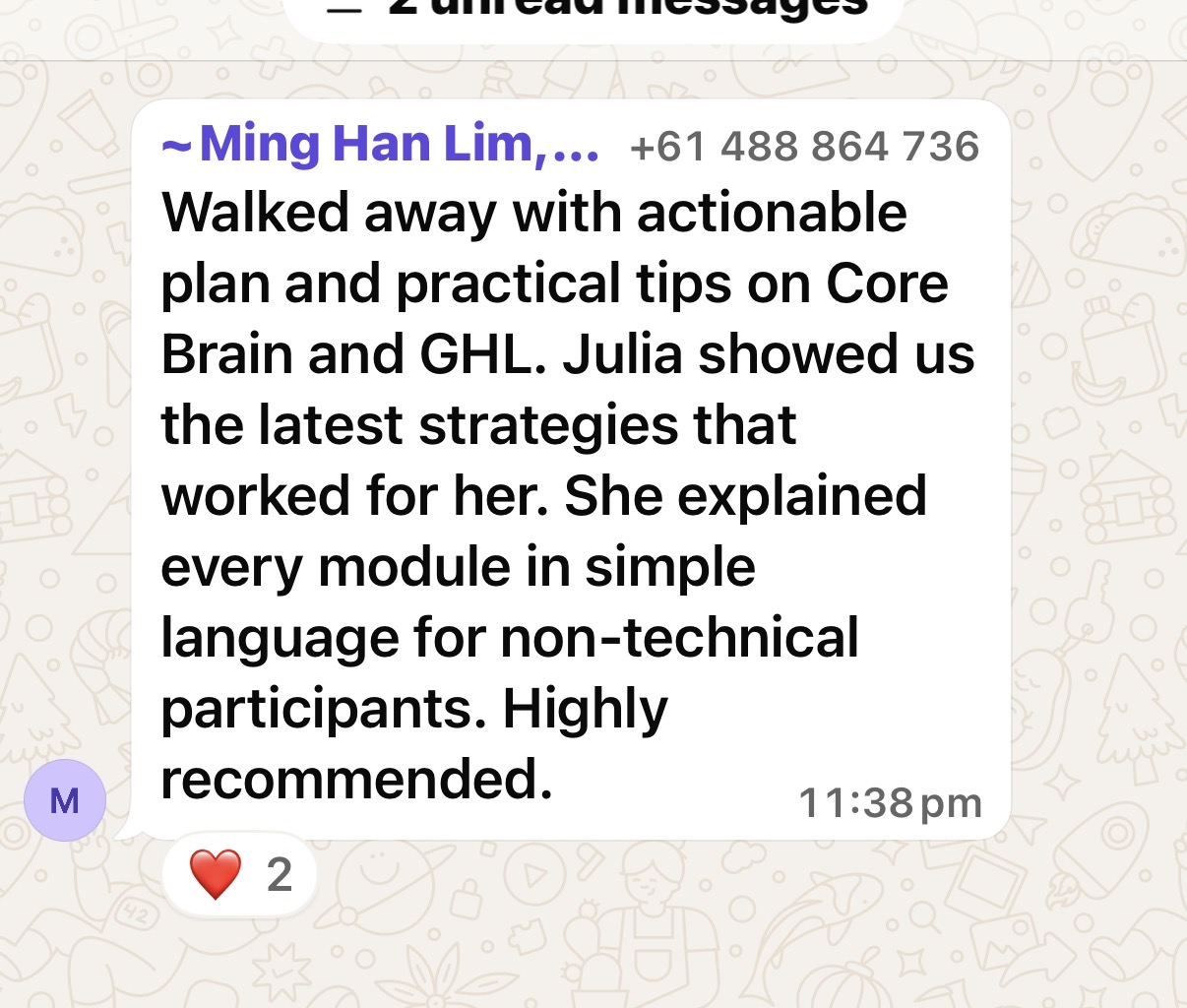 Ming testimonial
