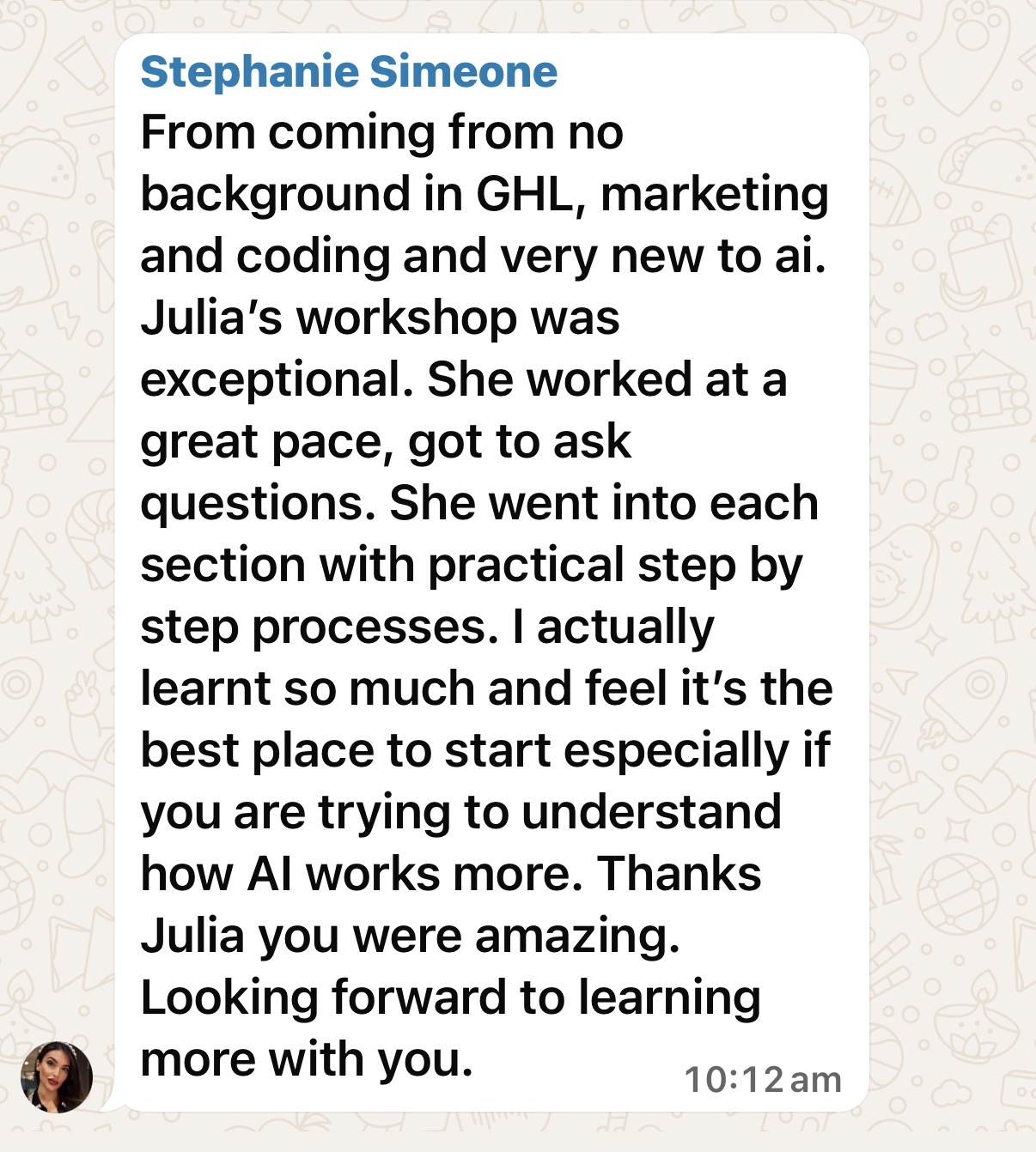Stephanie testimonial