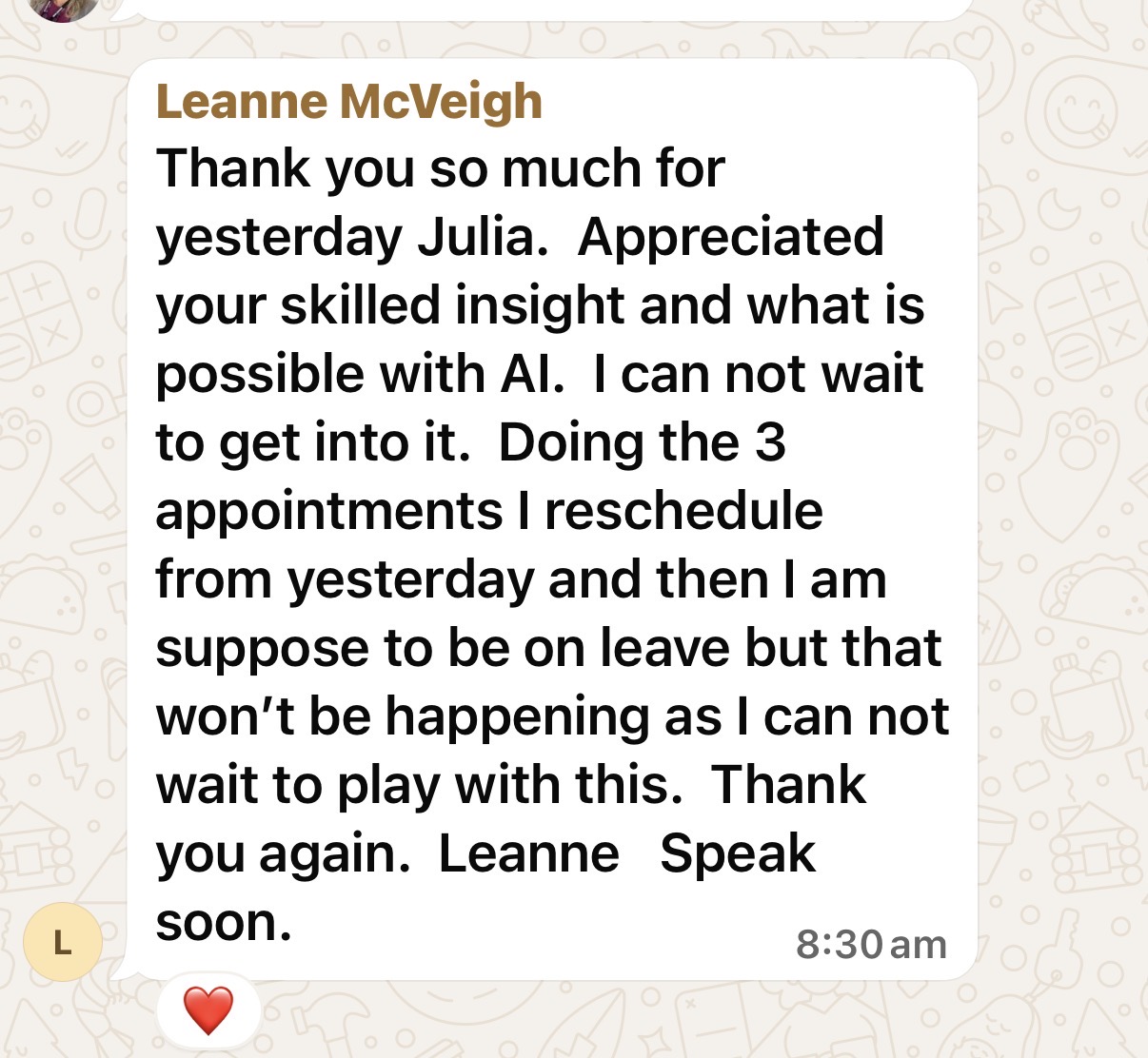 Leanne testimonial