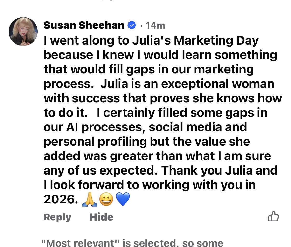 Susan testimonial
