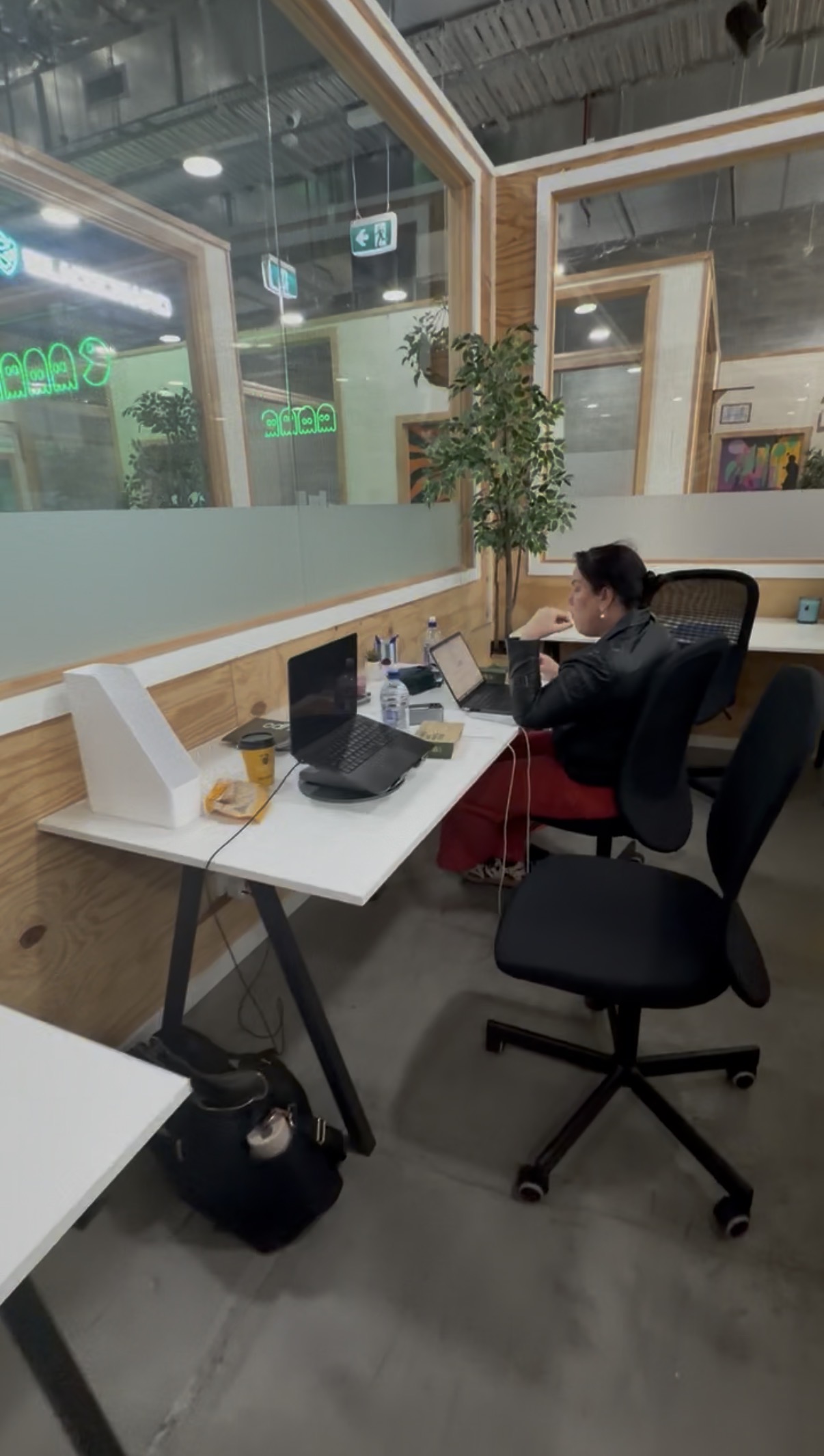 A private room hired in a coworking space for a working day