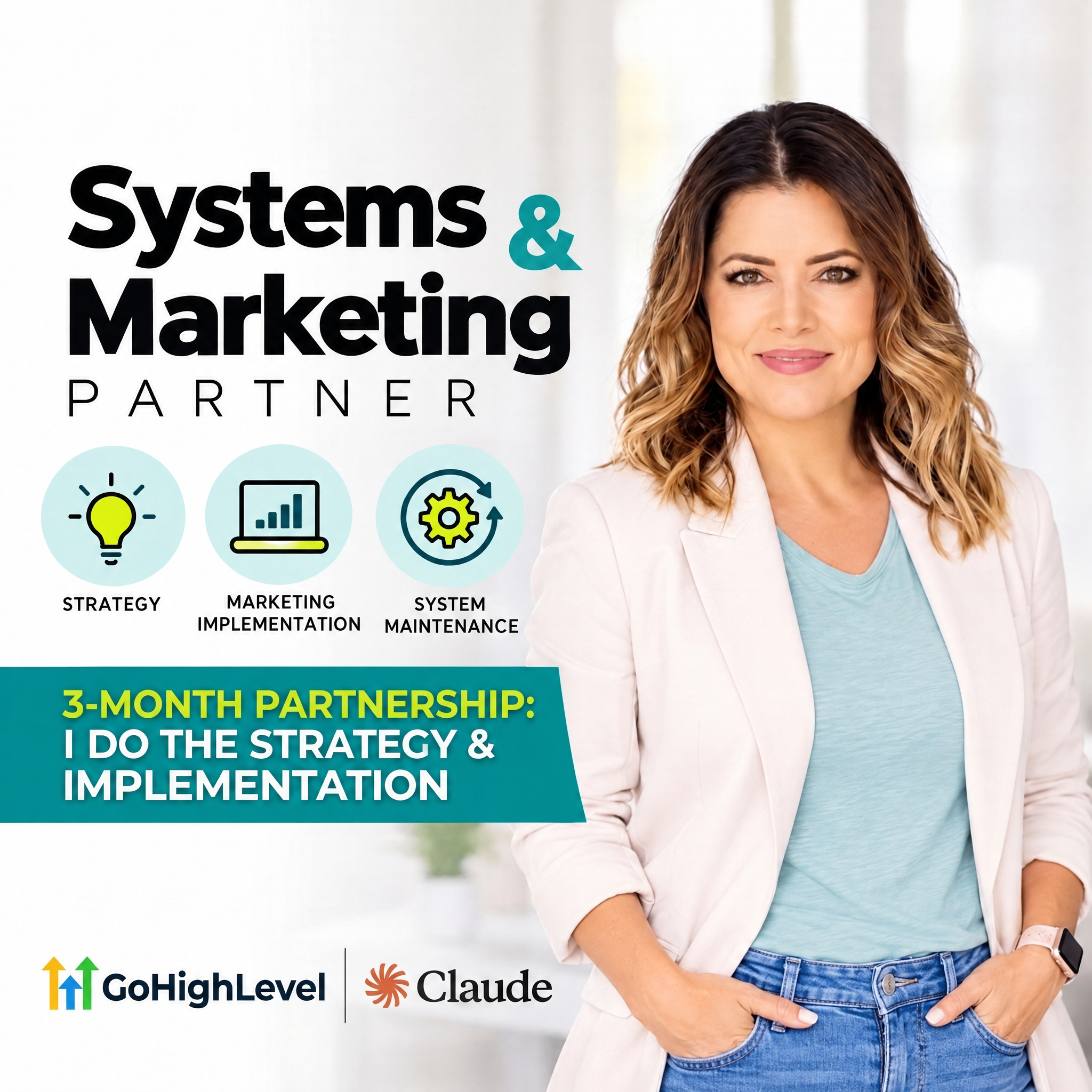 Systems and Marketing Partner: strategy, marketing implementation and system maintenance in a 3 month partnership, built in GoHighLevel and Claude