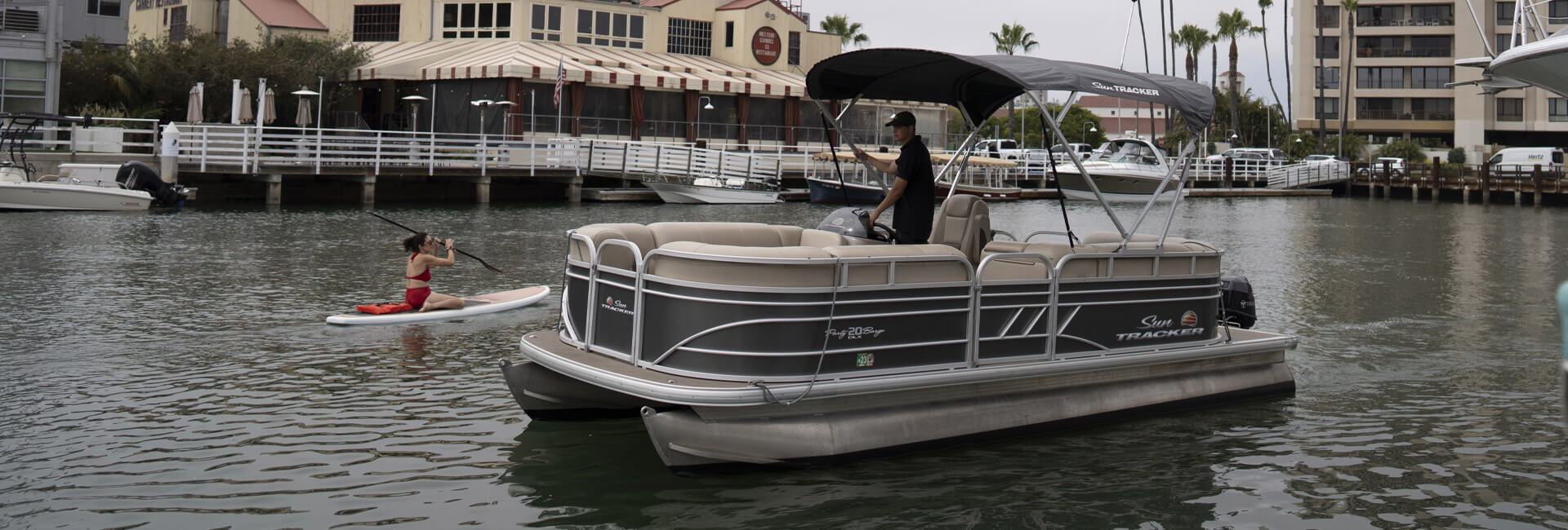 Pontoon Boat on Newport Harbor