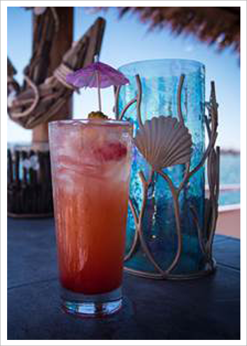 Tropical drinks on Tiki boat