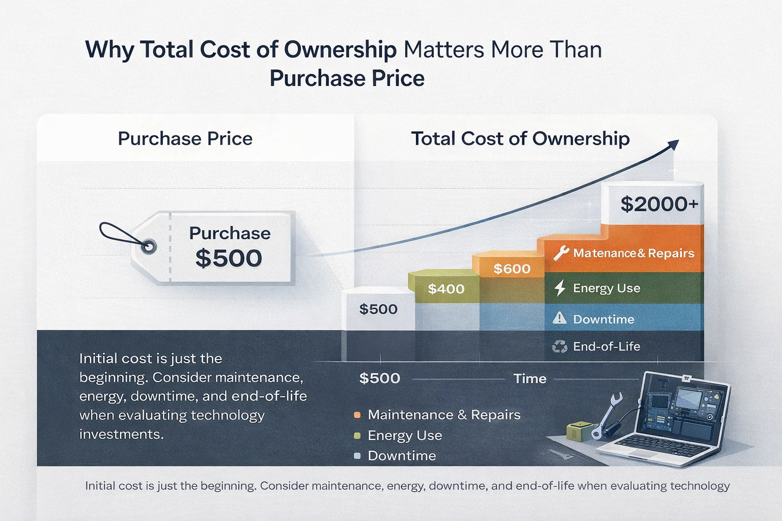 Total Cost of Ownership vs Purchase Price visualization