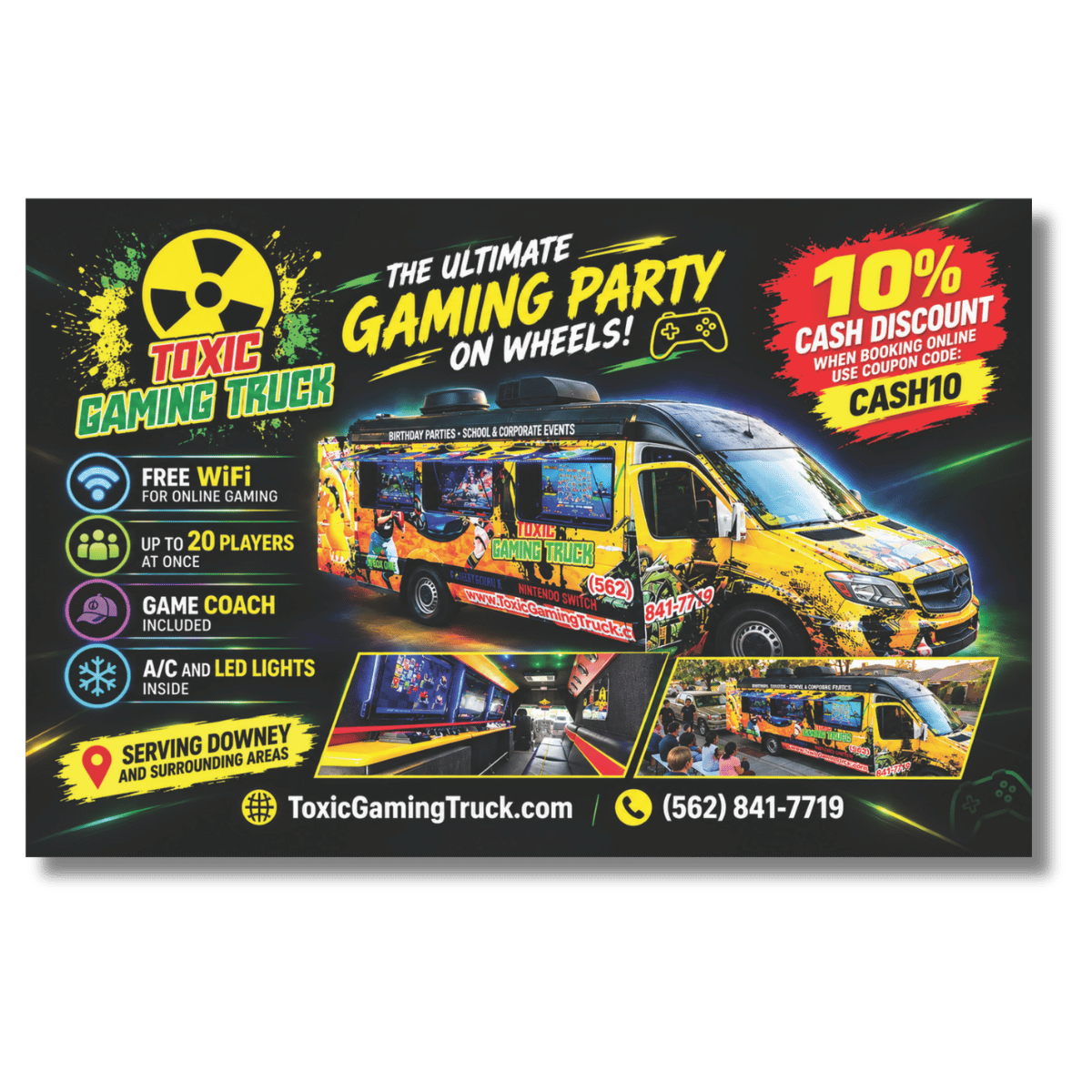 Cindy's Jumpers and Toxic Gaming Truck advertisement in Downey Spotlight