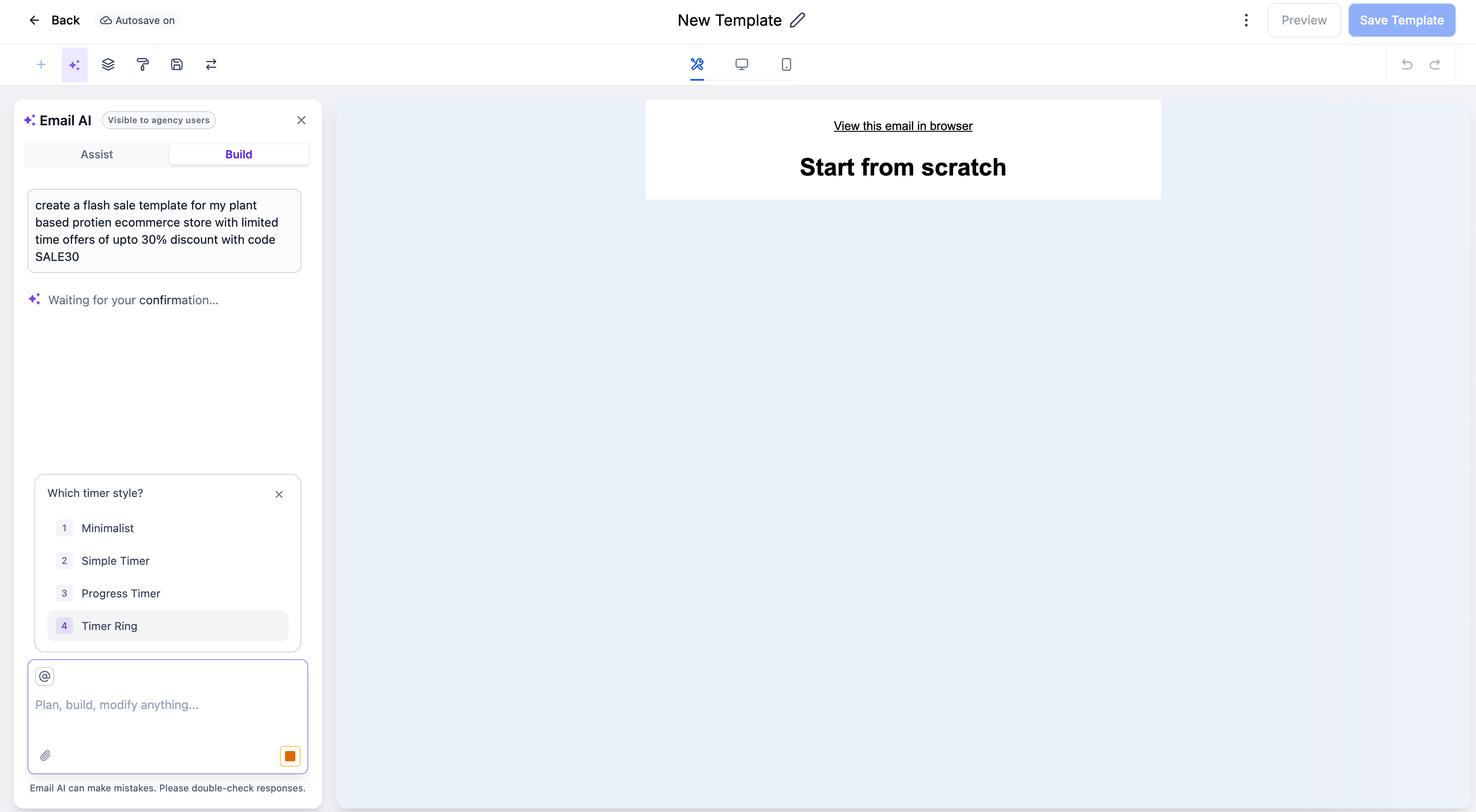 Esempio di email con un timer di countdown dinamico inserito tramite l'intelligenza artificiale.
