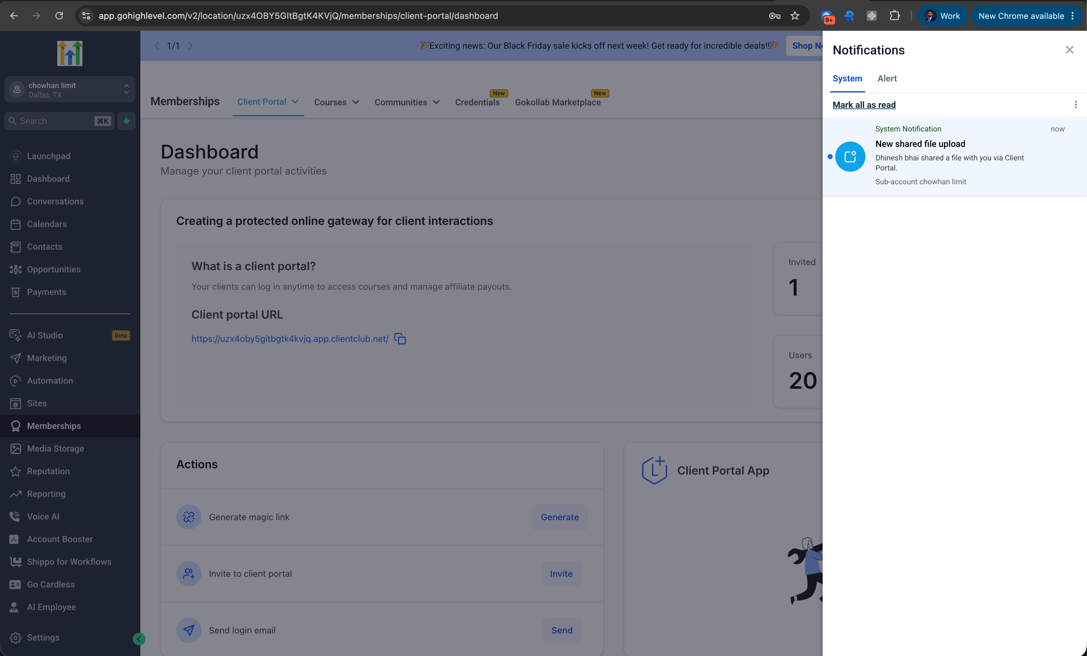 Impostazione per attivare le notifiche di caricamento file nel Portale Clienti di Futuria CRM.