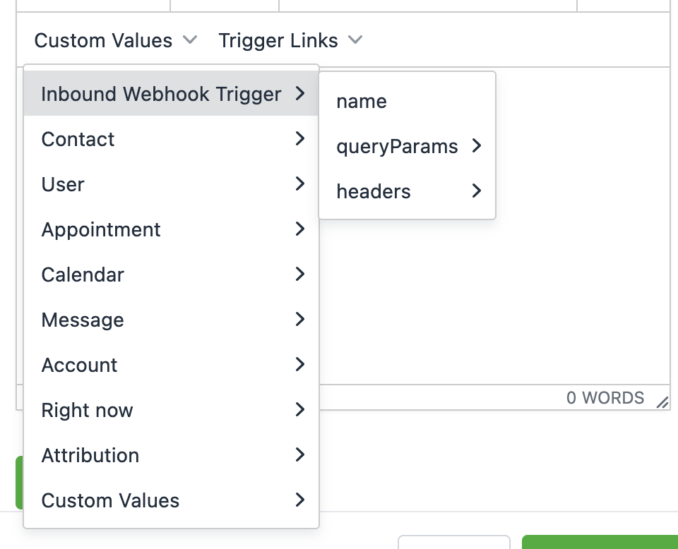 Utilizzo dei dati ricevuti dal webhook come valori personalizzati nel workflow.