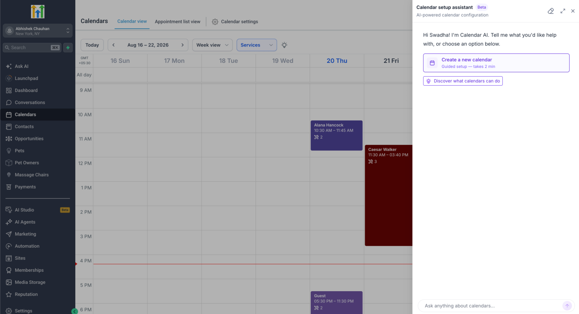 Schermata della configurazione guidata di Calendar AI in Futuria CRM