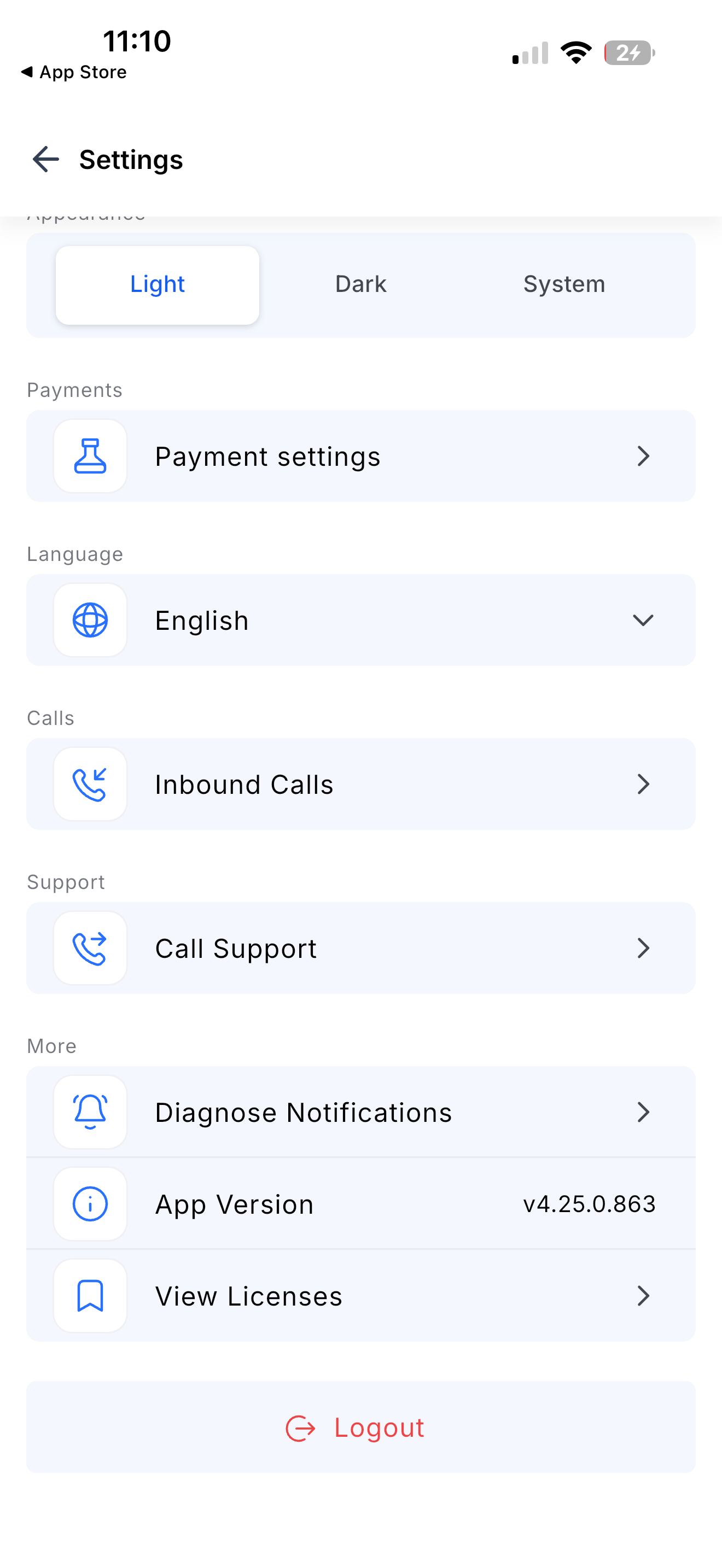 Schermata della funzione Diagnosi Notifiche nell'app mobile di Futuria CRM.