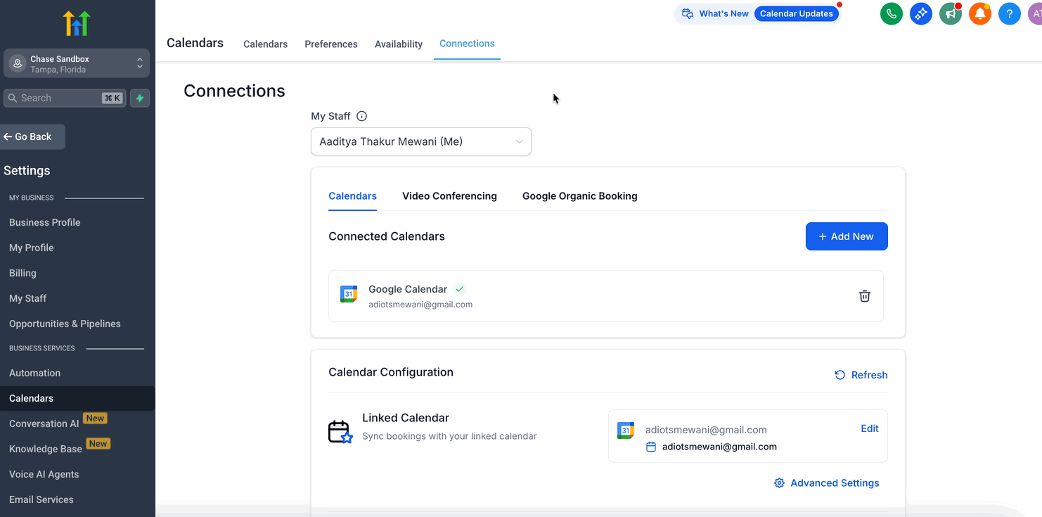 Impostazione dei calendari di conflitto per bloccare la disponibilità in Futuria CRM.