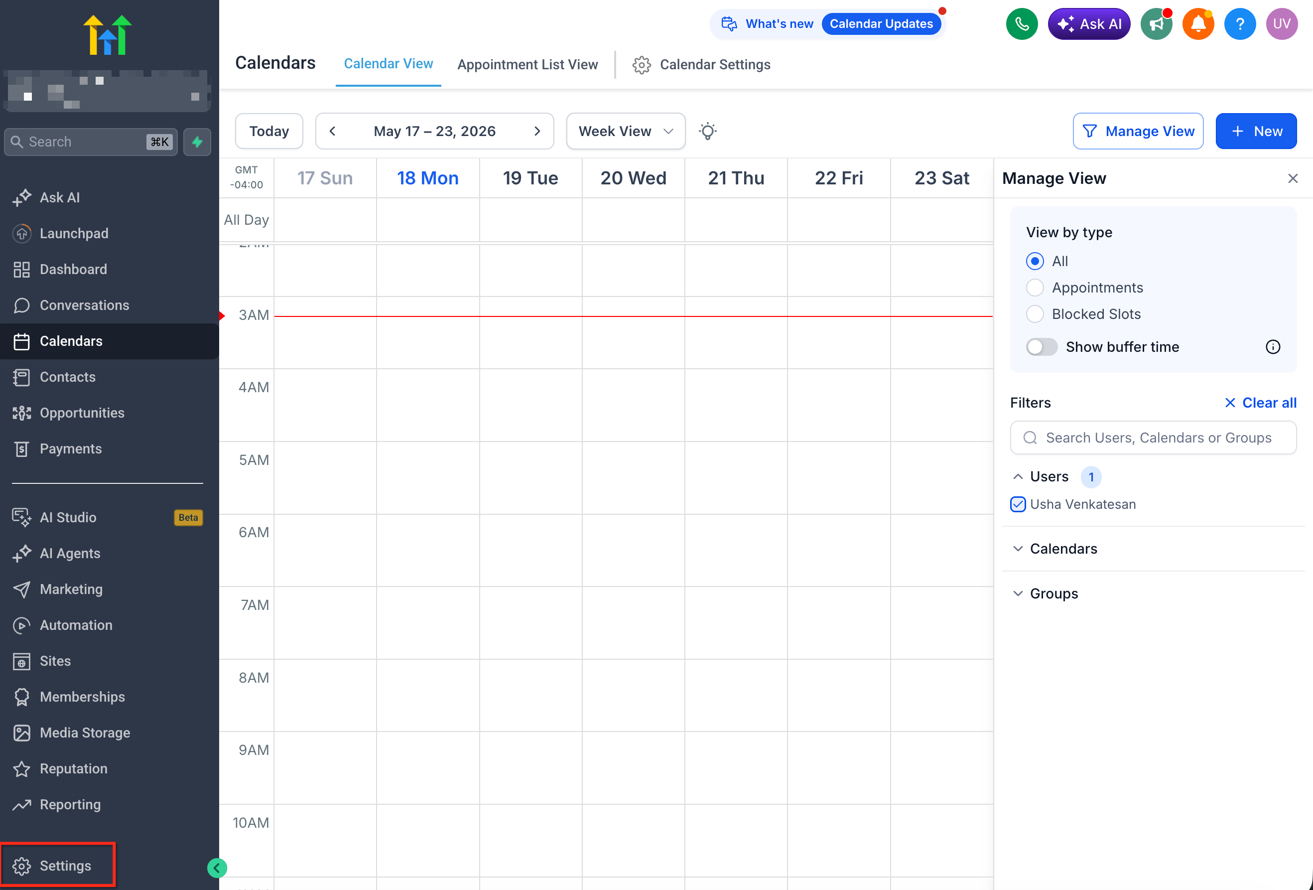 Navigazione verso le impostazioni di WhatsApp nel menu di Futuria CRM.