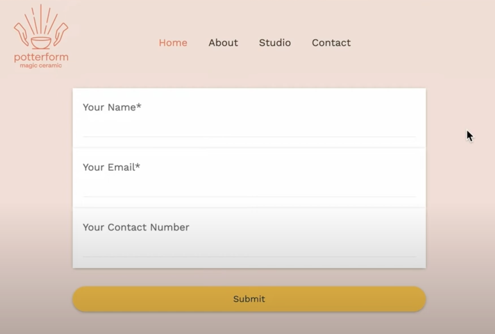 Esempio di modulo con layout in linea, integrato nel contenuto della pagina.