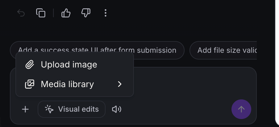 Immagine di riferimento allegata a un prompt nella chat di Agent Studio.