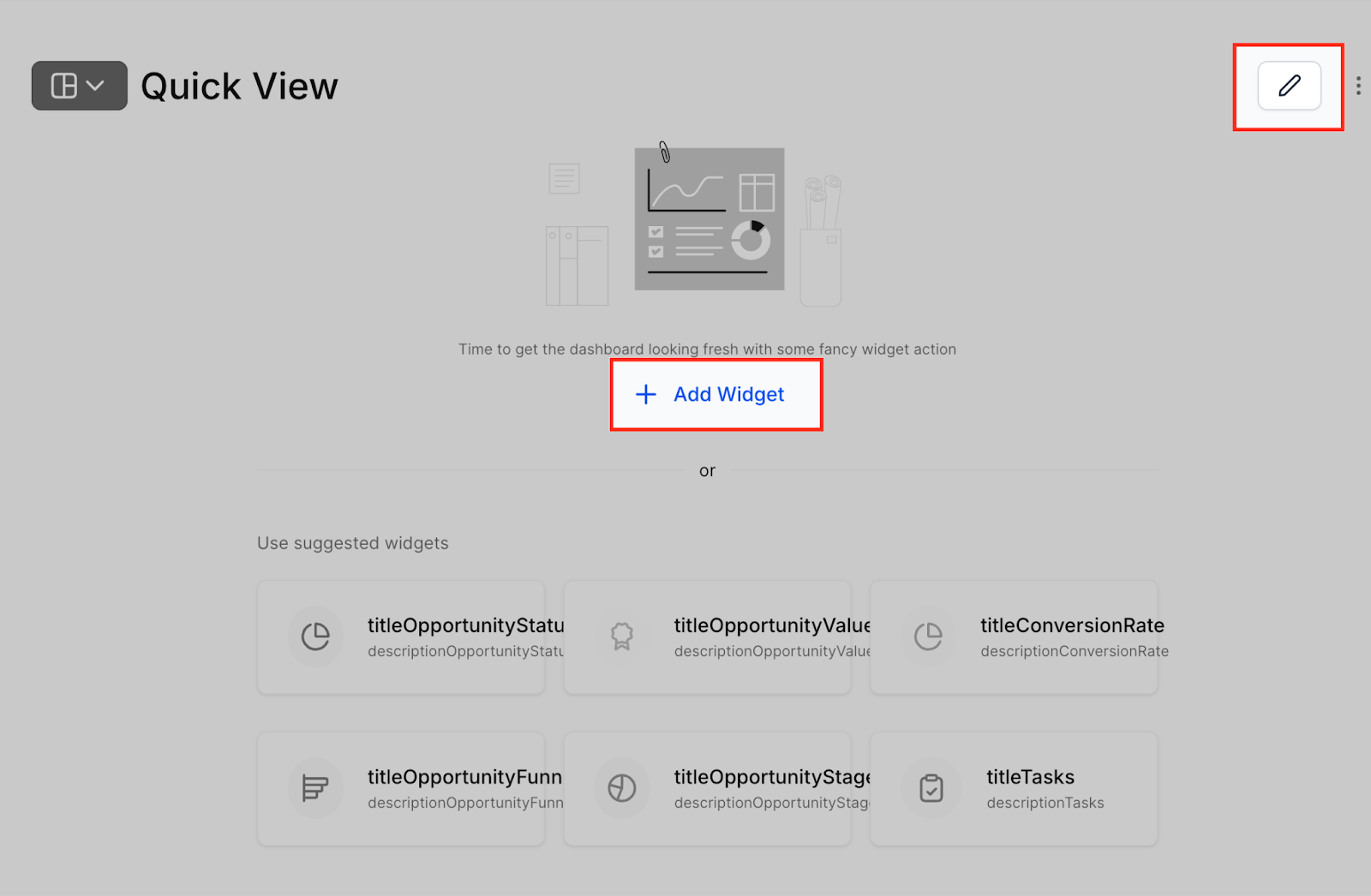 Pulsante 'Aggiungi Widget' e menu laterale per la scelta dei widget.