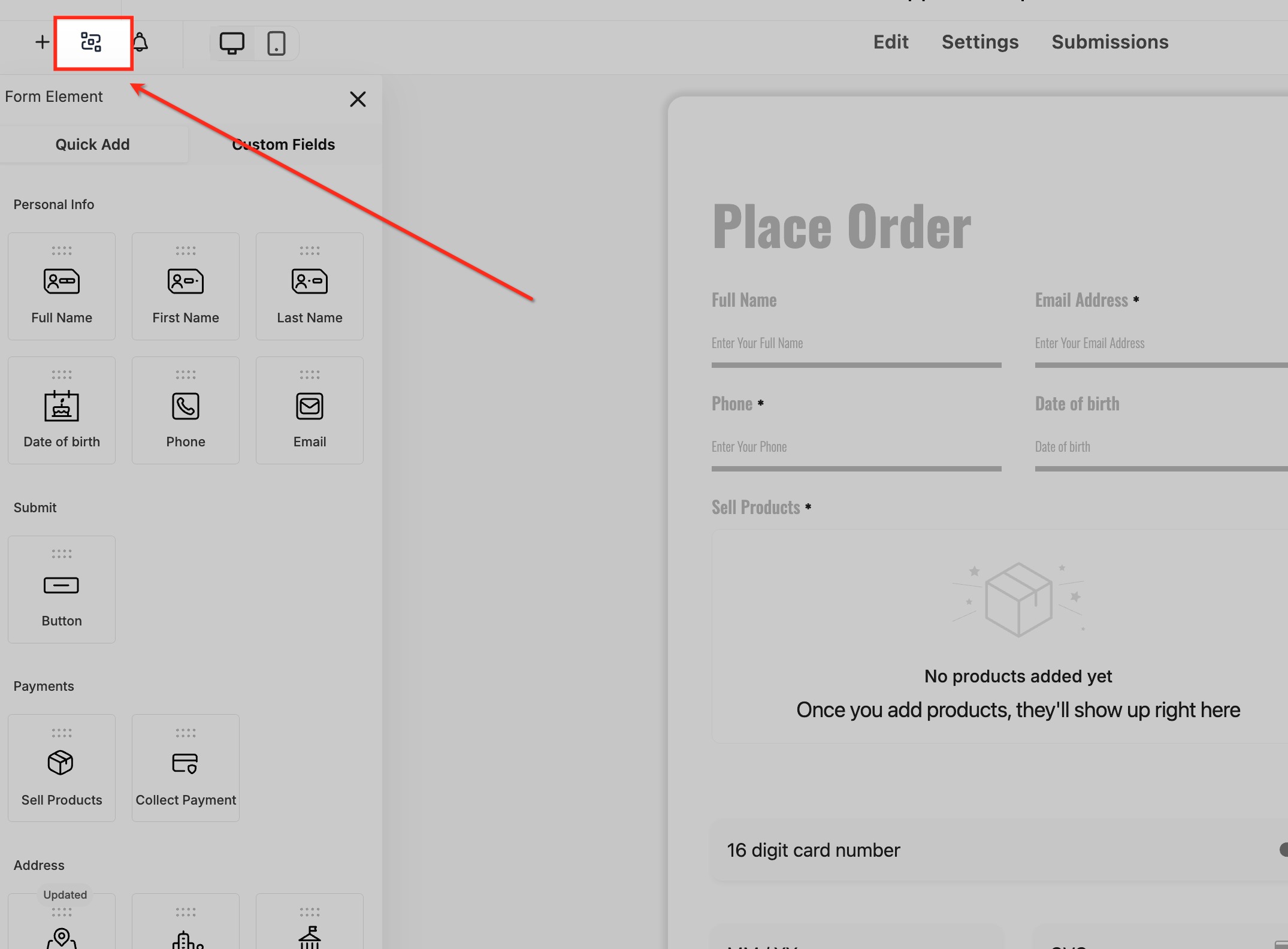 Pulsante Logica Condizionale nel builder di moduli di Futuria CRM.