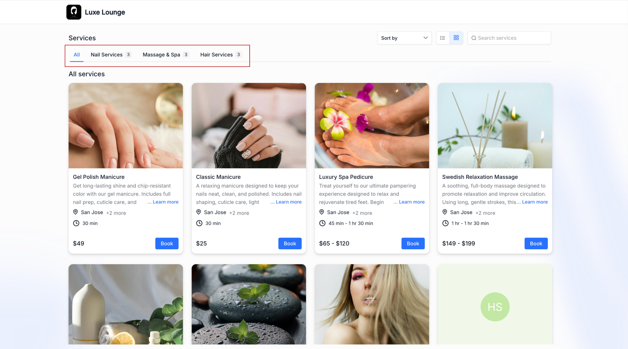 Schermata delle nuove impostazioni predefinite per la prenotazione di più servizi in Futuria CRM.
