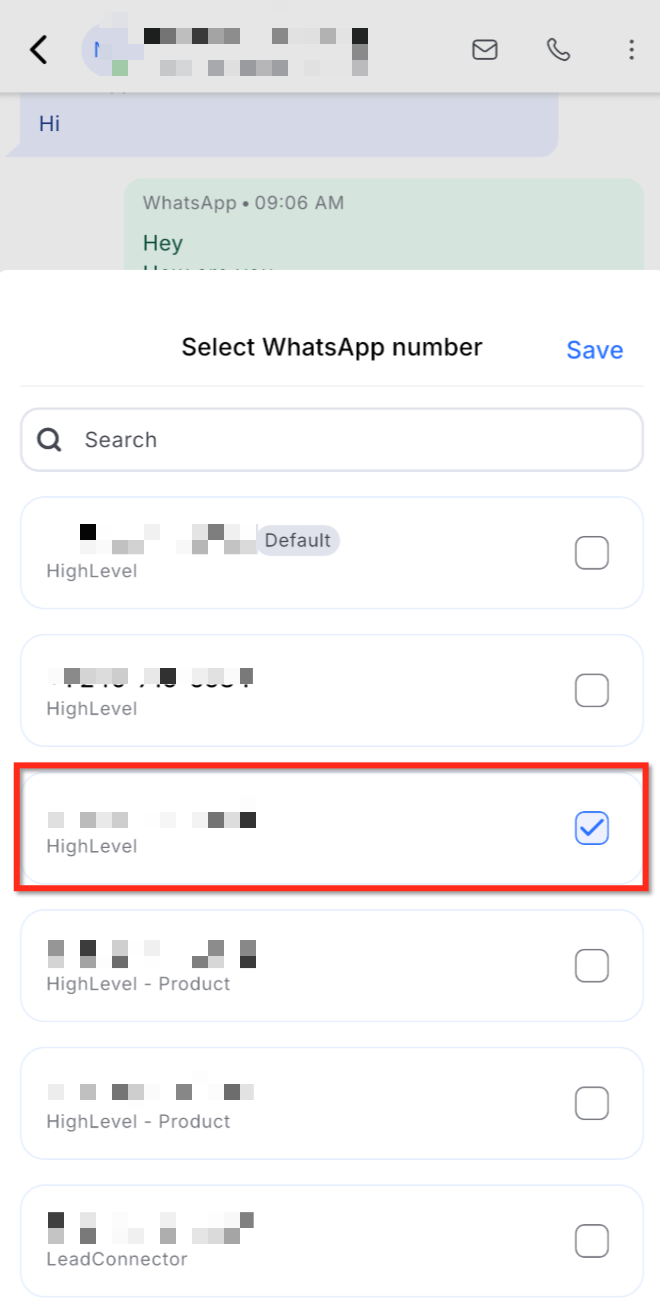 Selettore del numero mittente di WhatsApp nell'editor delle conversazioni di Futuria CRM.