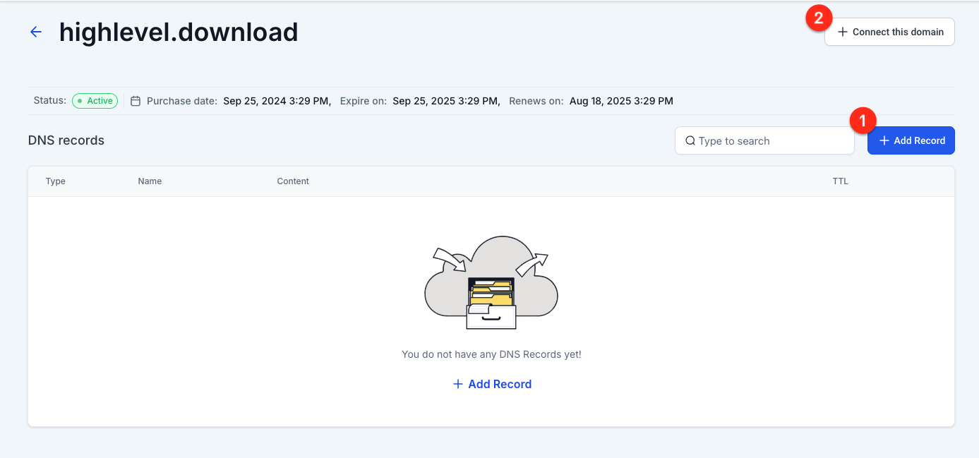 Dettaglio della sezione di configurazione di un dominio in Futuria CRM.