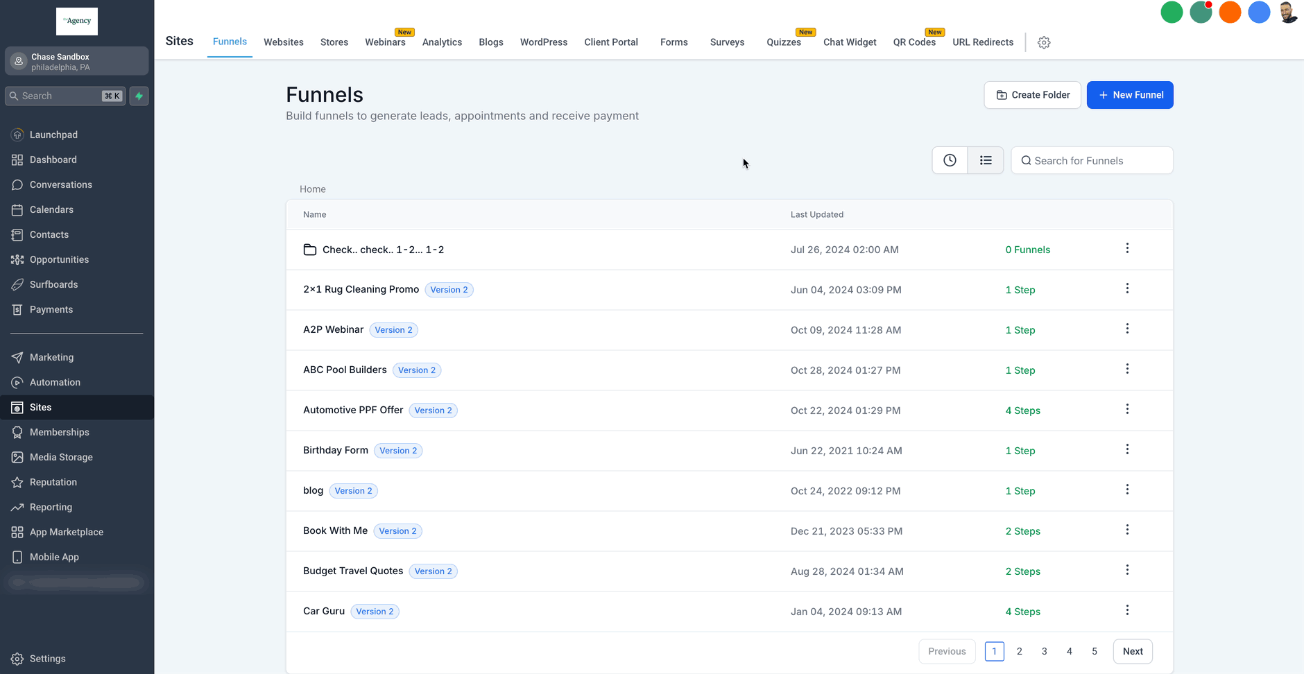 Selezione di un modello per funnel dalla libreria di Futuria CRM.