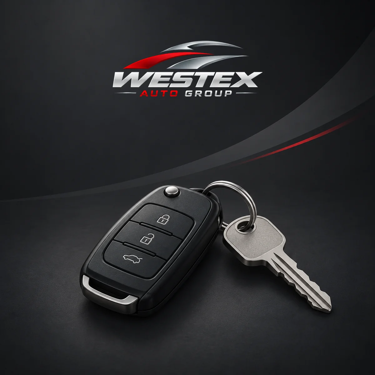 A car key under the Westex Auto Group logo