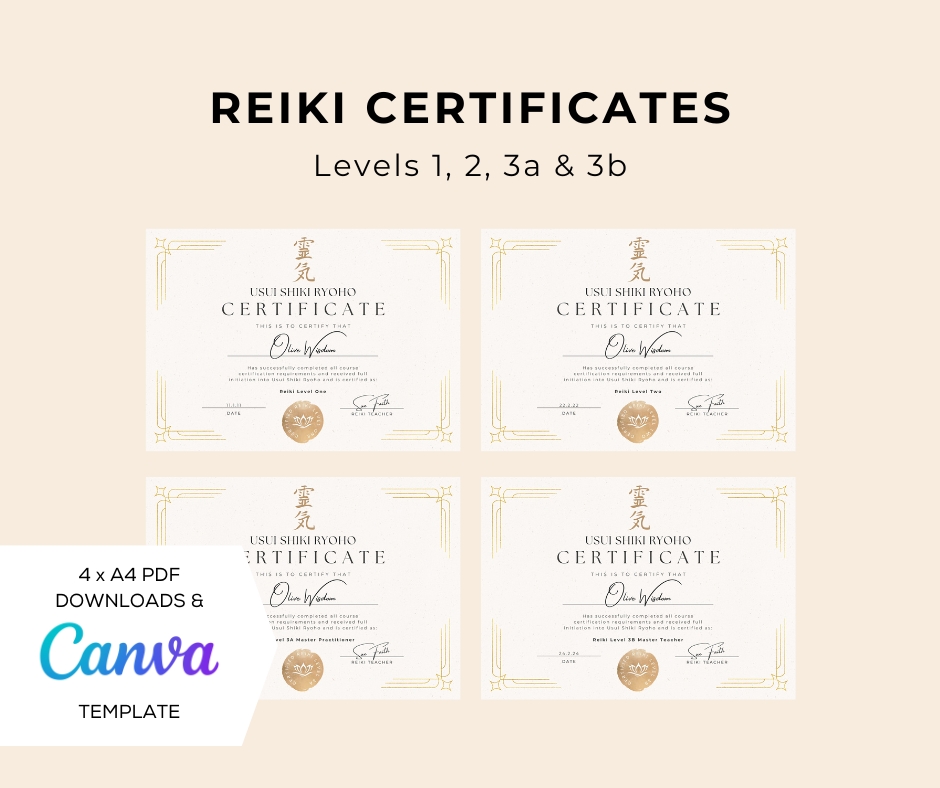 Editable Reiki certificate templates