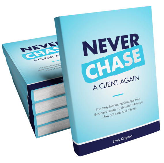 Photo of a Stack of Copies of Never Chase A Client Again