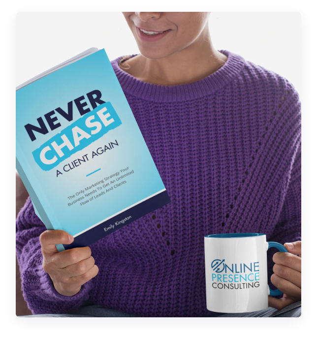 Photo of a Person Reading a Copy of Never Chase A Client Again