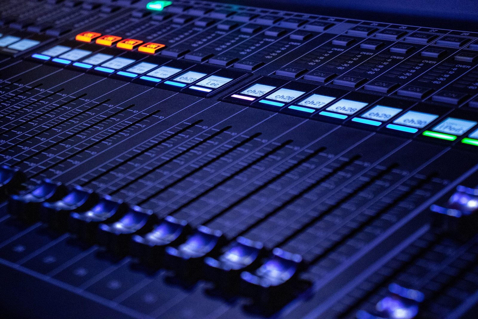 Mixing console at a fixed mix position