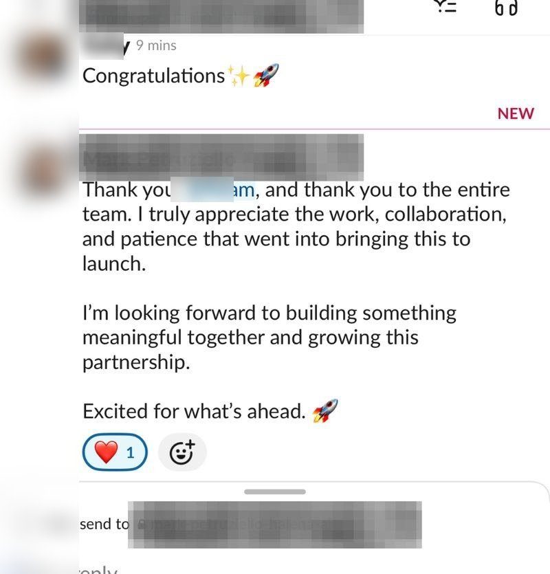 Owner message, names blurred
