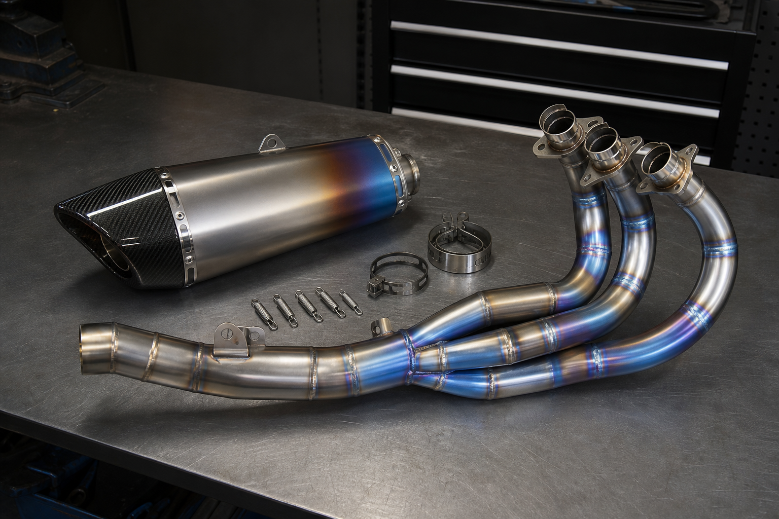 Sport bike exhaust system installation in Miami