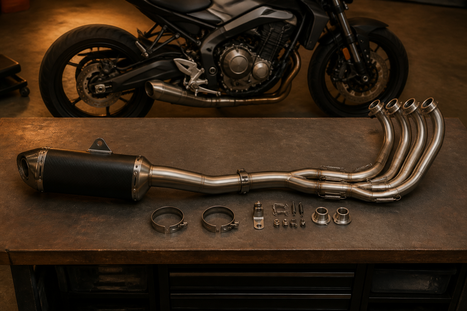 Full motorcycle exhaust system install in Miami