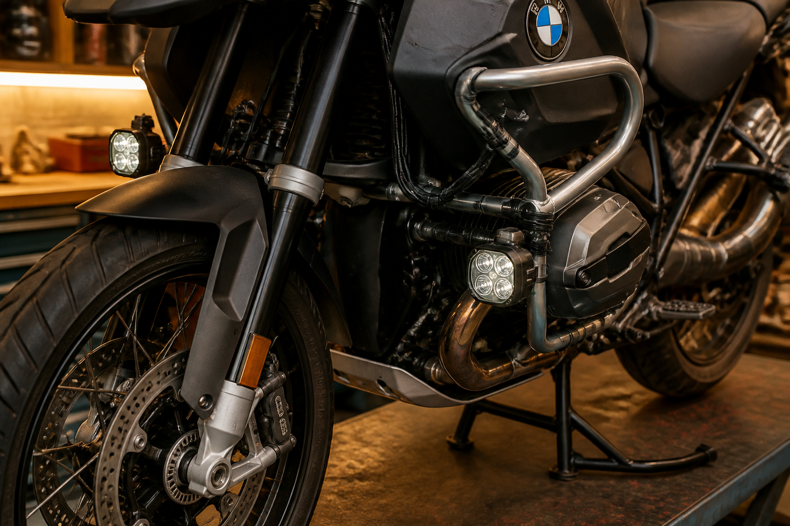 BMW GS auxiliary lighting wiring in Miami