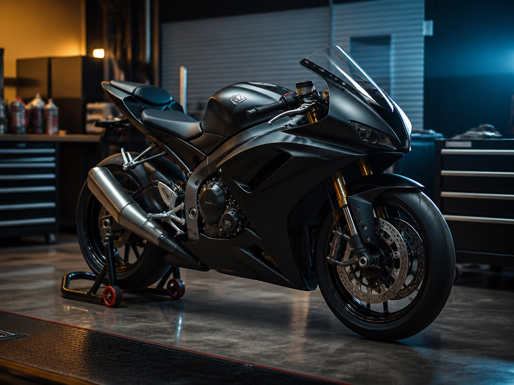 Honda CBR service on a stand in Miami