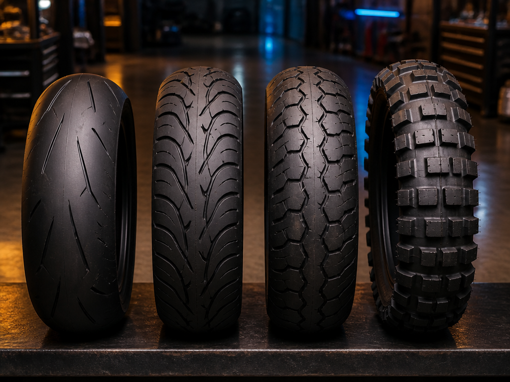 Comparing motorcycle tire tread patterns by riding type in Miami