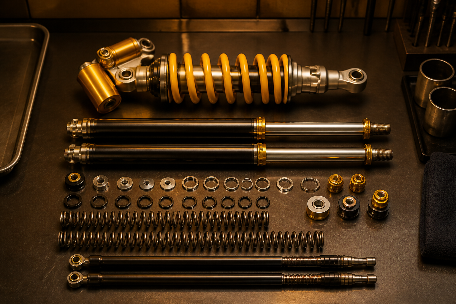 Aftermarket motorcycle suspension upgrade install in Miami