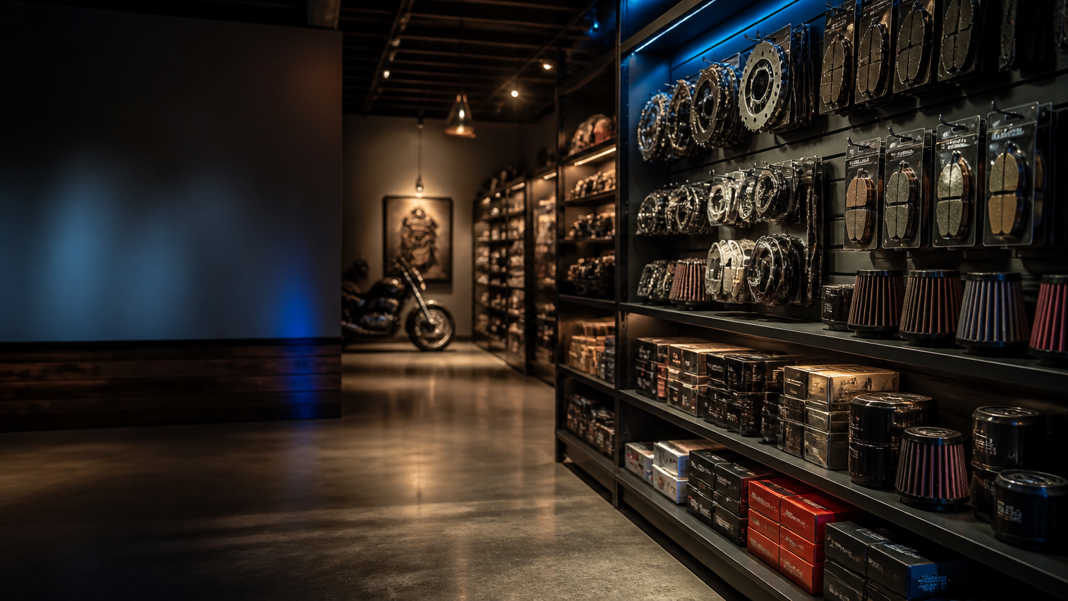Motorcycle parts department in Miami at Biscayne Moto Works