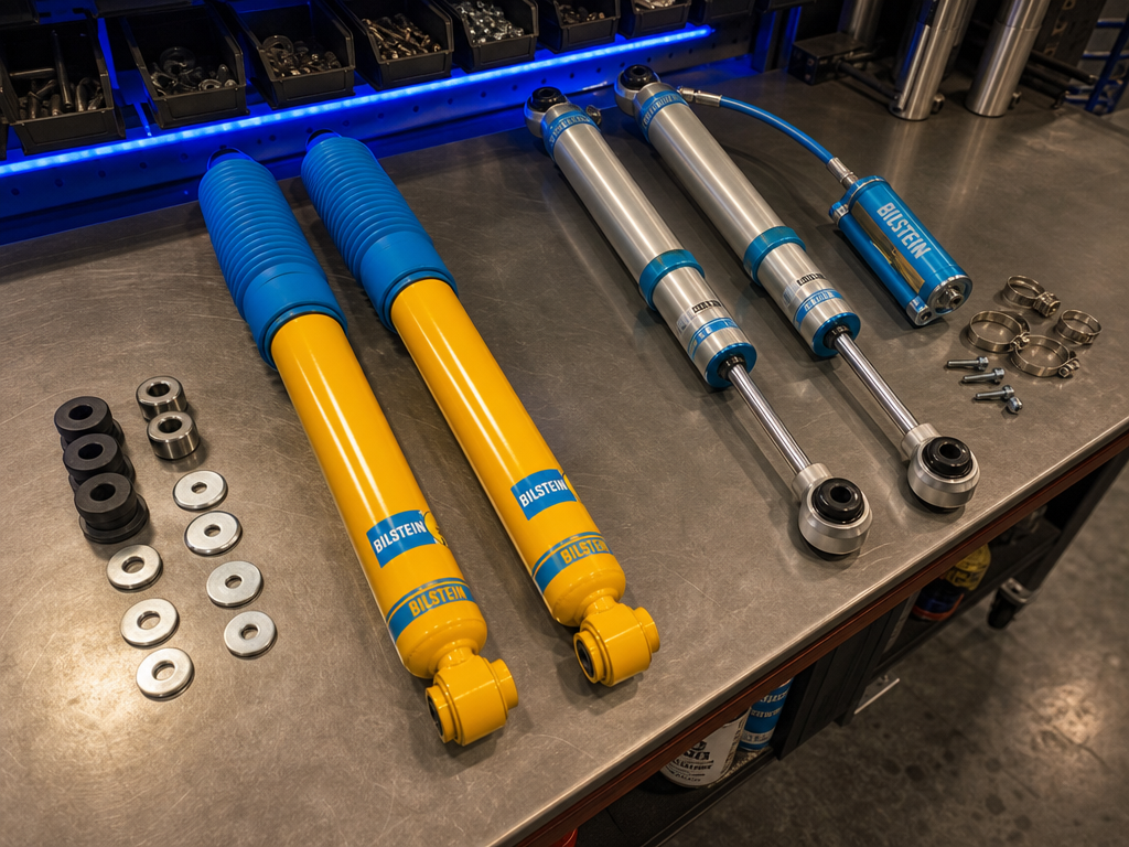 Bilstein 5100 and 6112 shocks laid out before install