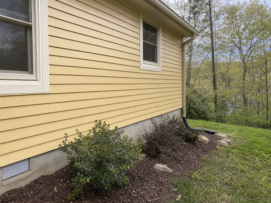 Repaired and blended exterior siding