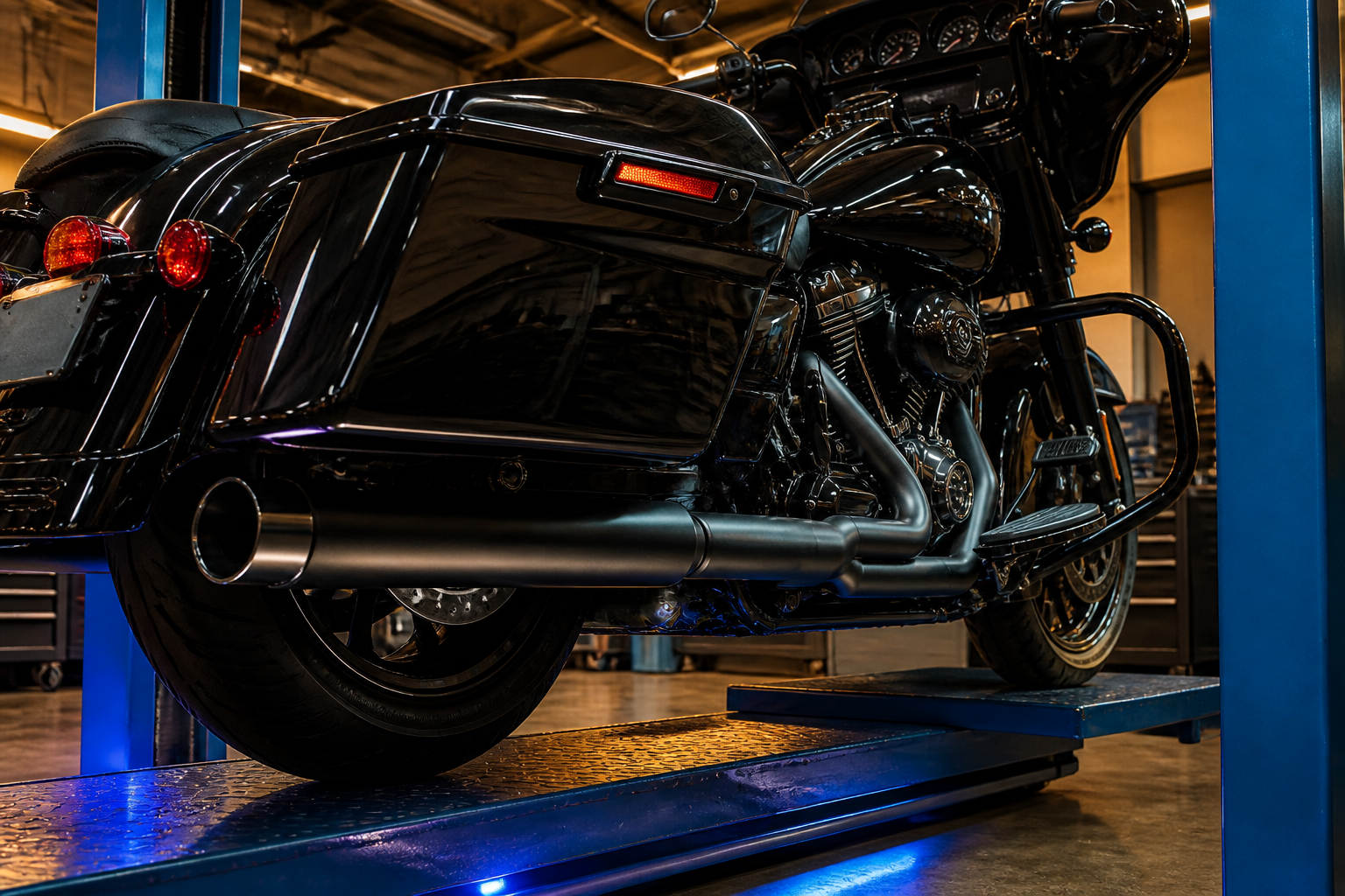 Harley Street Glide exhaust install in Miami