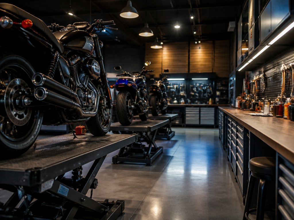 Biscayne Moto Works motorcycle service department in Miami